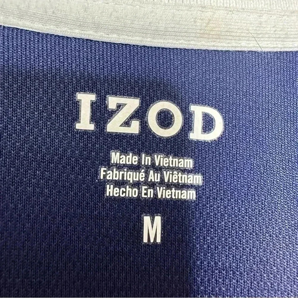 Izod Polo Shirt Sleeveless Collared Striped Blue & White  Size Medium - Picture 6 of 16